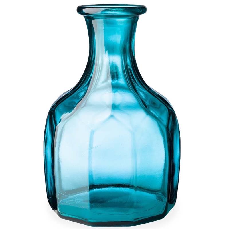 Zeta Geometric Recycled Glass Vase - Blue